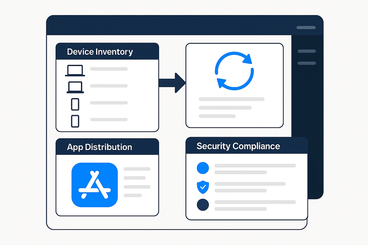 Jamfによるデバイス管理の概念図